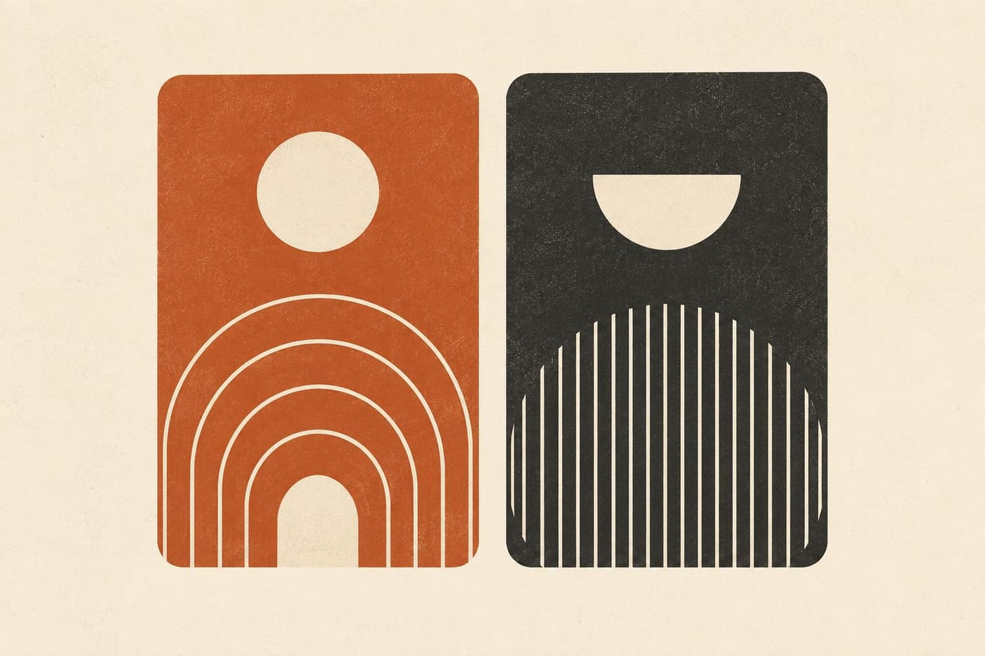 Two cards side by side for the two adjective types