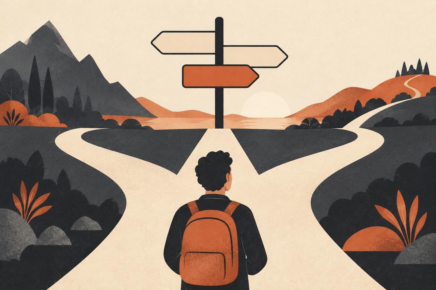 A signpost marking the beginner lesson paths