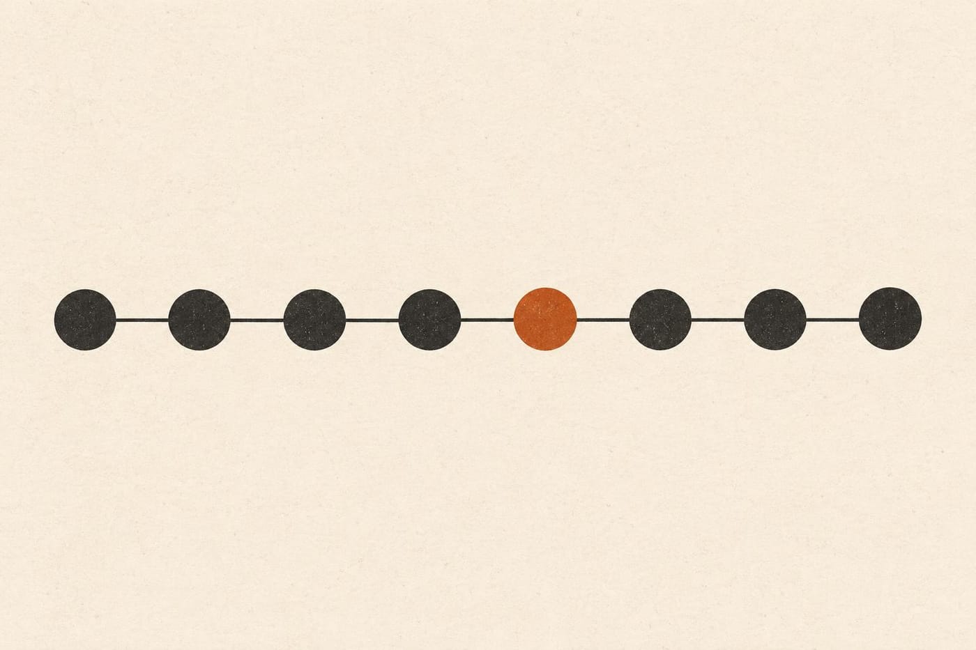 A chain of linked dots for Japanese particles